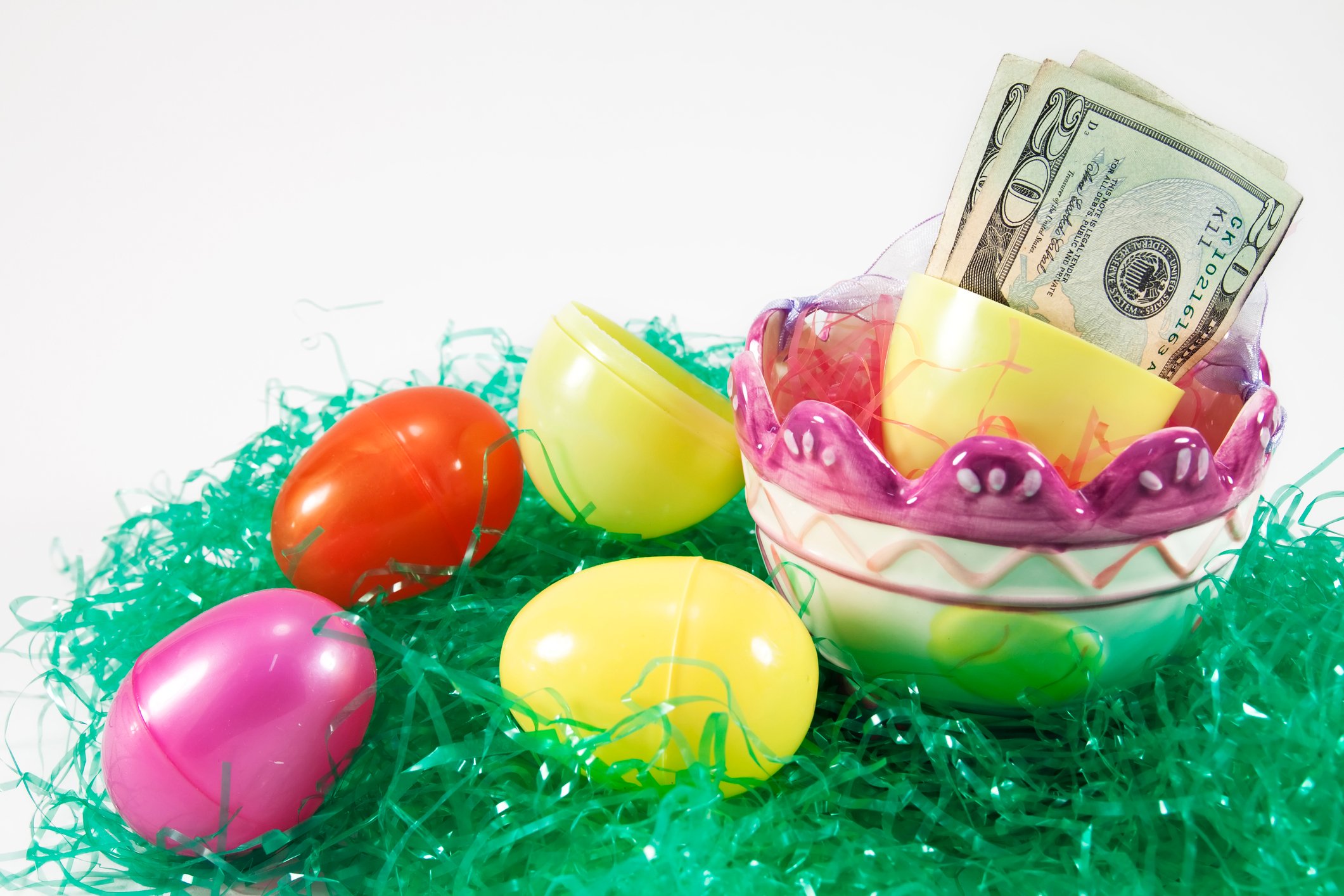$20 bills inside an Easter egg.
