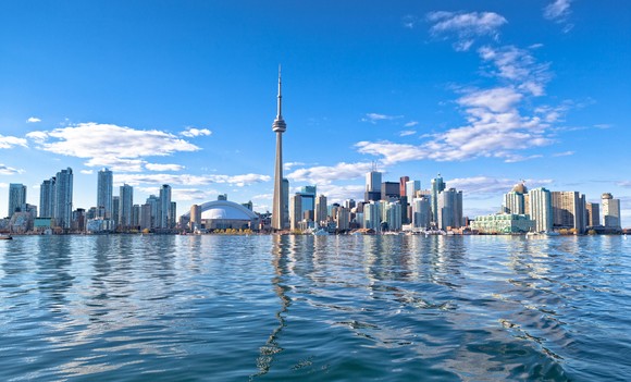 Skyline of Toronto from the lake.
