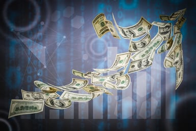 arrow made of dollars going up