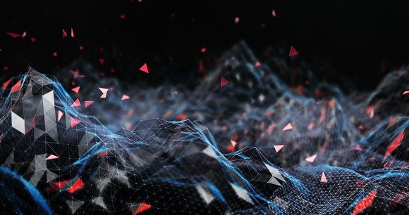 Digital-looking waves.