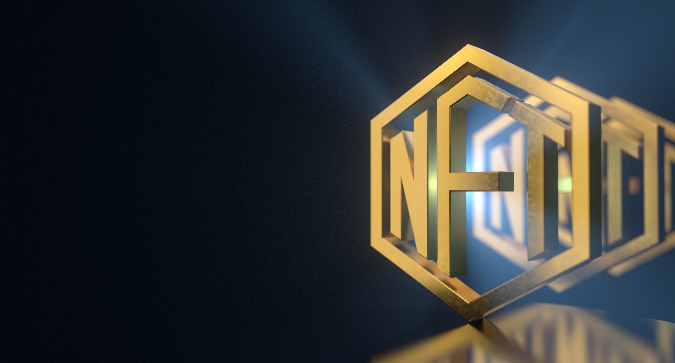 NFT golden token. 