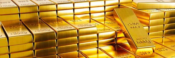 Rows of gold bars.