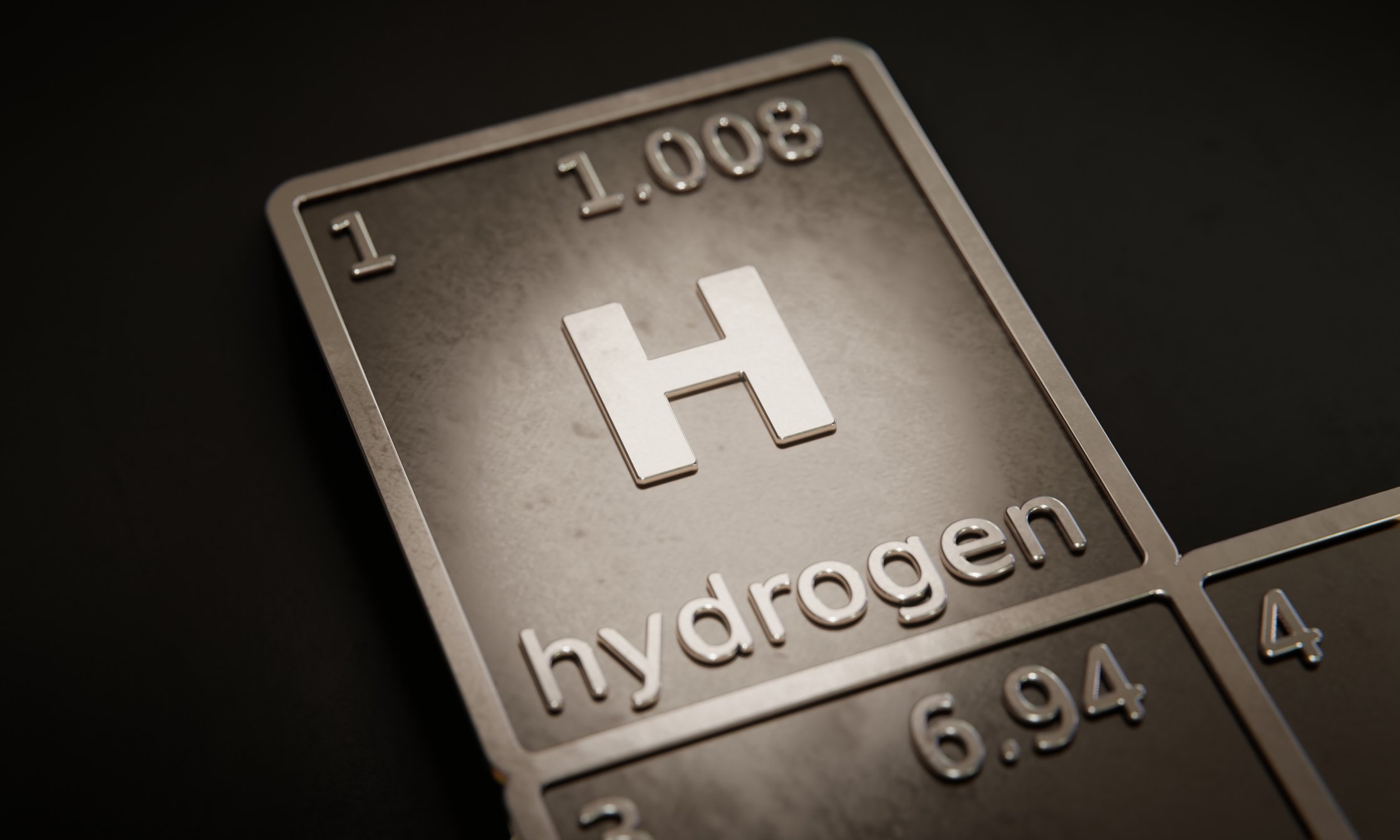 Hydrogen on the periodic table of elements.