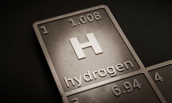 Hydrogen on the periodic table of elements.