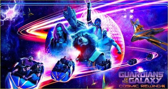 Concept art for the Cosmic Rewind coaster that opens at Epcot on May 27.