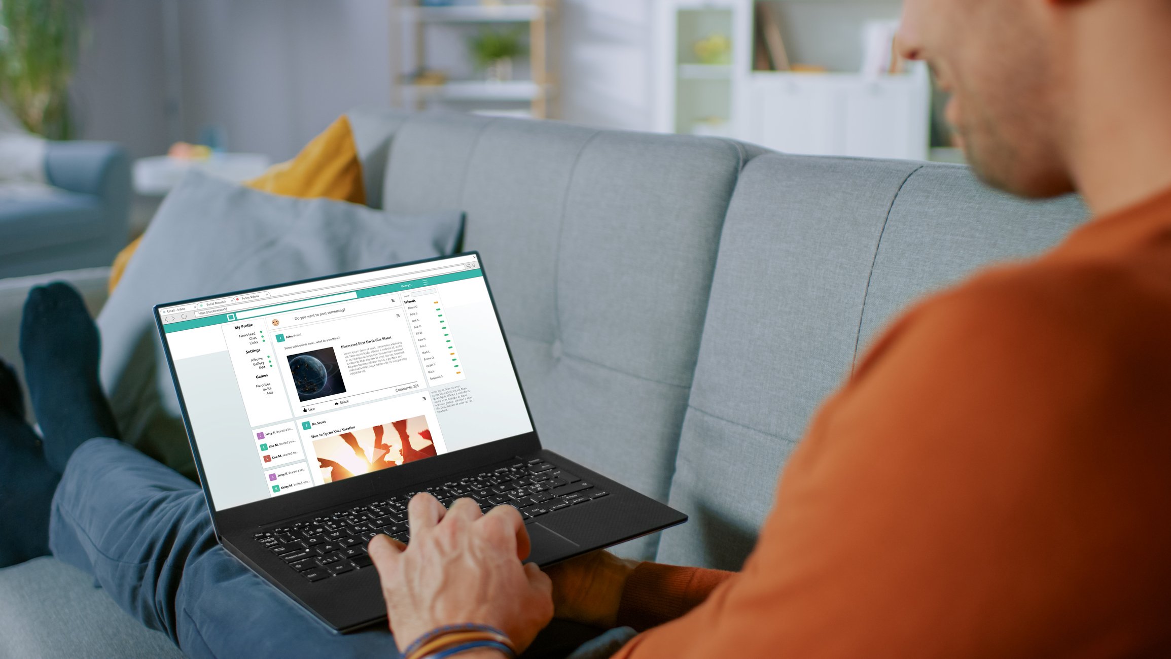 Person scrolling social media on their computer.