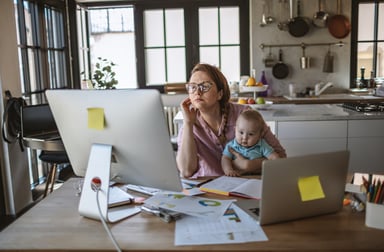 Mother with Baby Working from Home