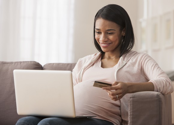 A person making an online purchase.