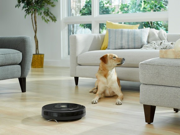 An iRobot Roomba vacuum.
