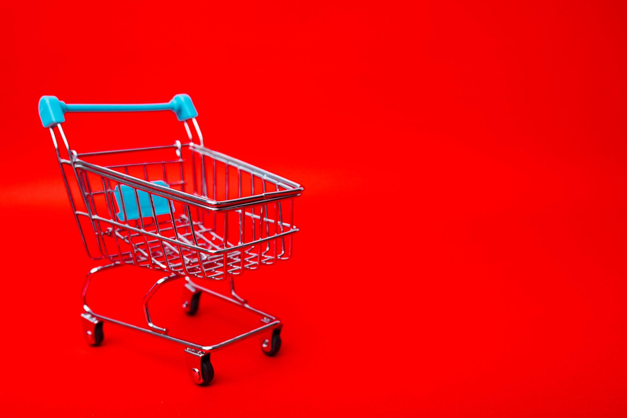 A miniature shopping cart.