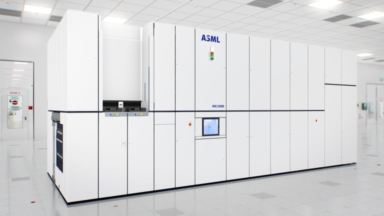A rectangular ASML machine.