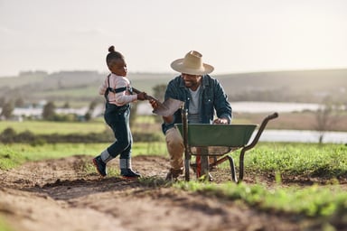 Father and Daughter on Farm