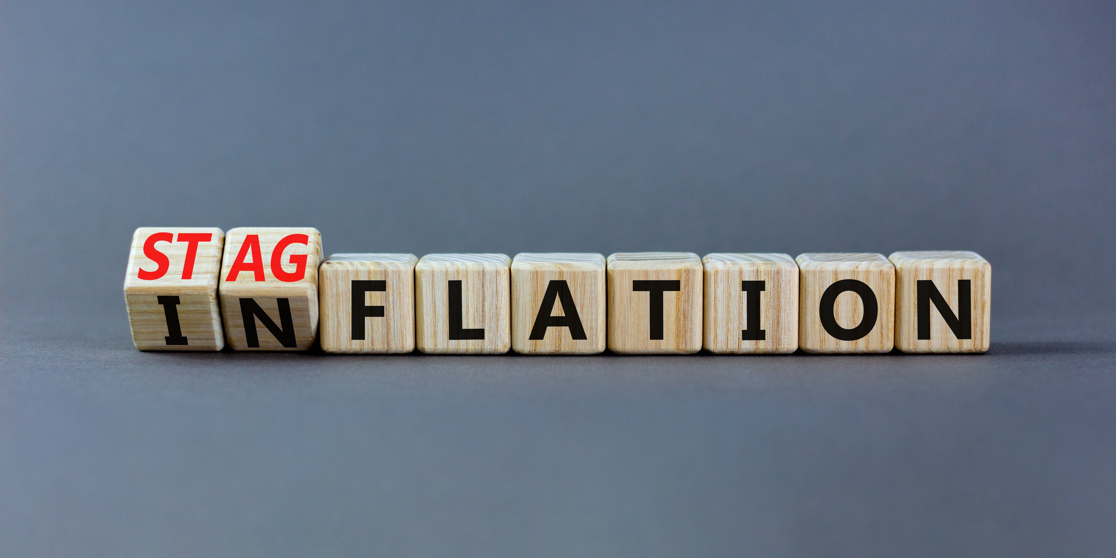 Blocks with inflation and stagflation written on them.