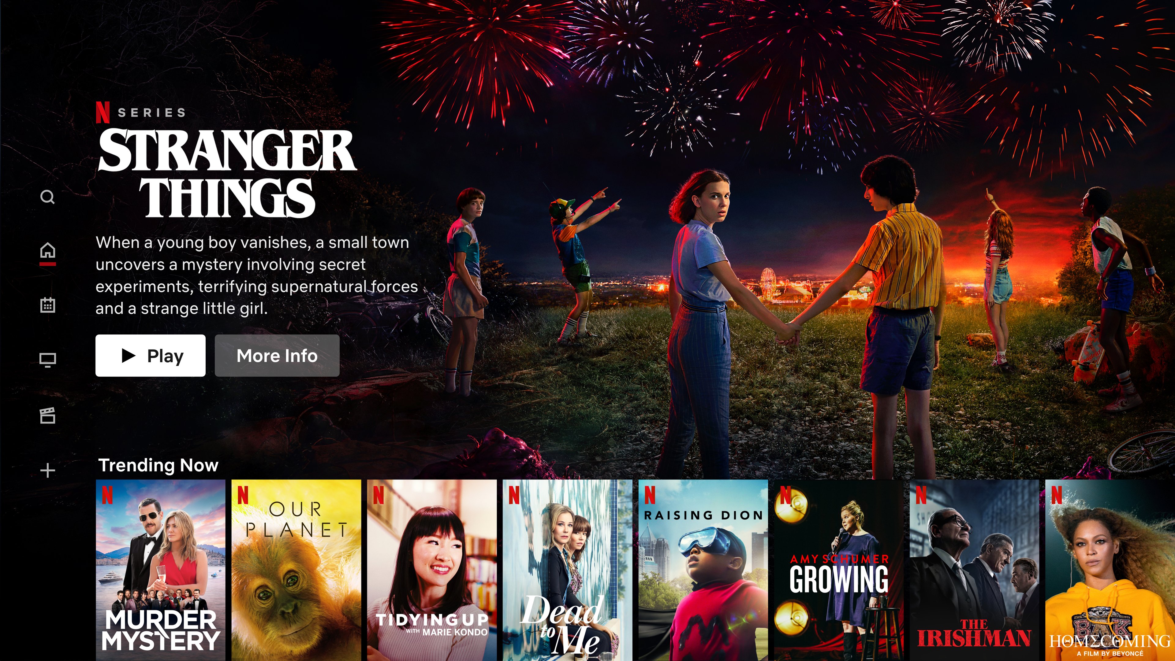The interface of Netflix's TV app.