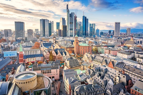 Aerial view of Frankfurt, Germany.