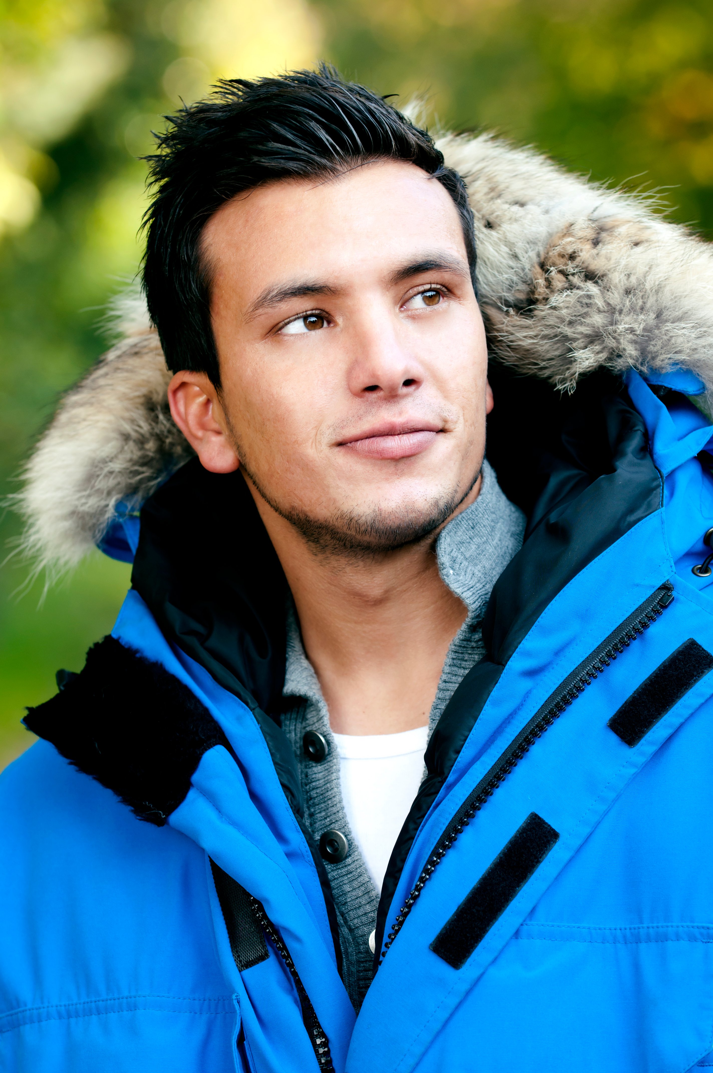 A person wearing a winter parka.