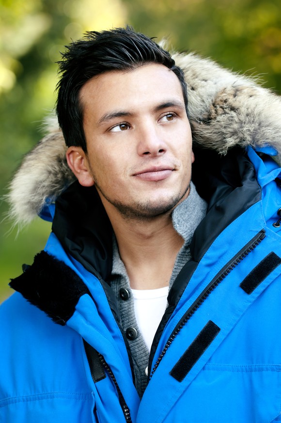 A person wearing a winter parka.