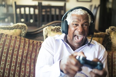 video games older fun senior excited happy