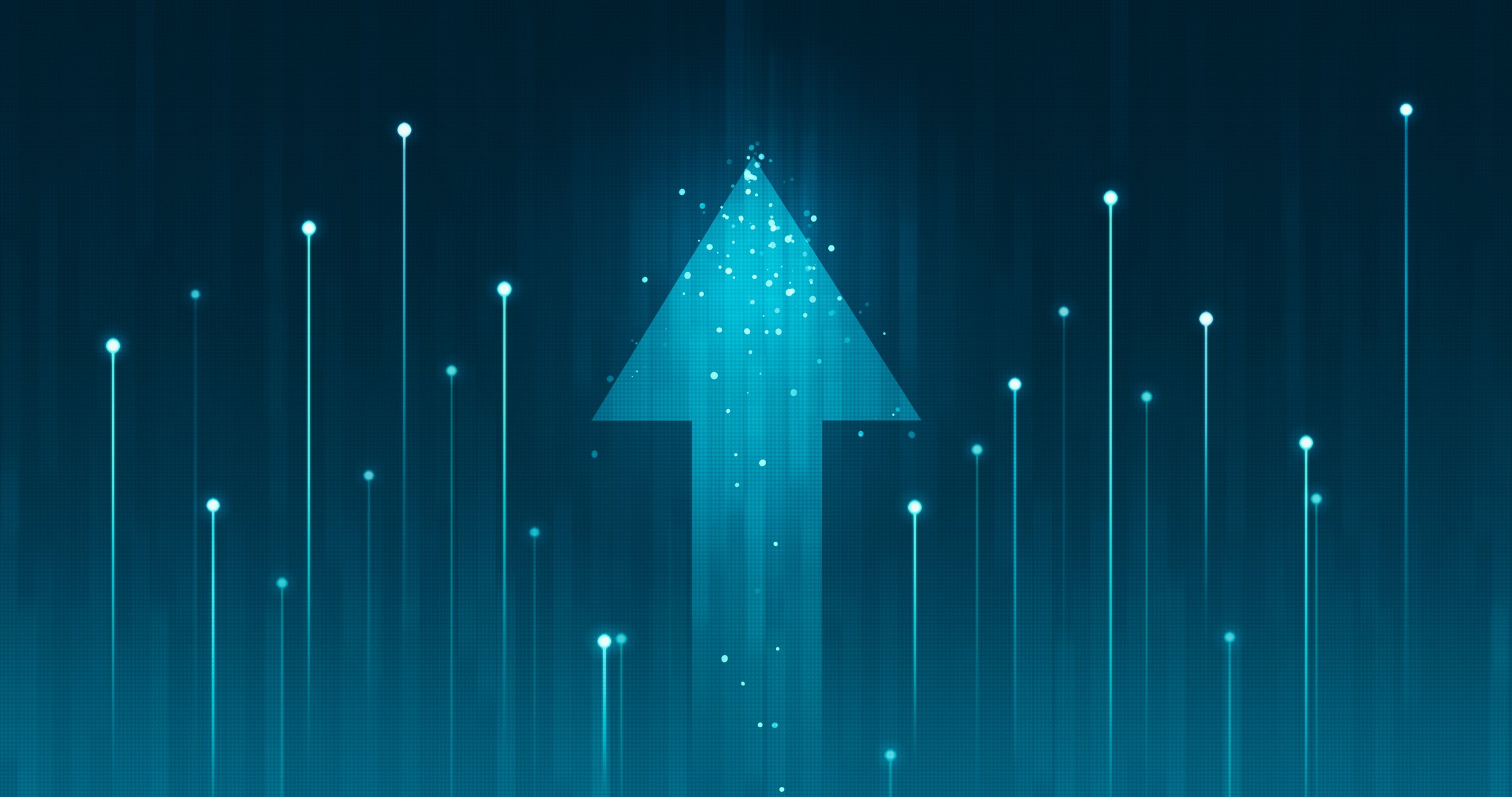 Arrow with blue background indicating stocks shooting higher.