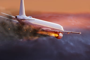 Airplane going down in flames.