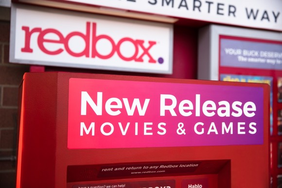 Redbox movie rental kiosk.