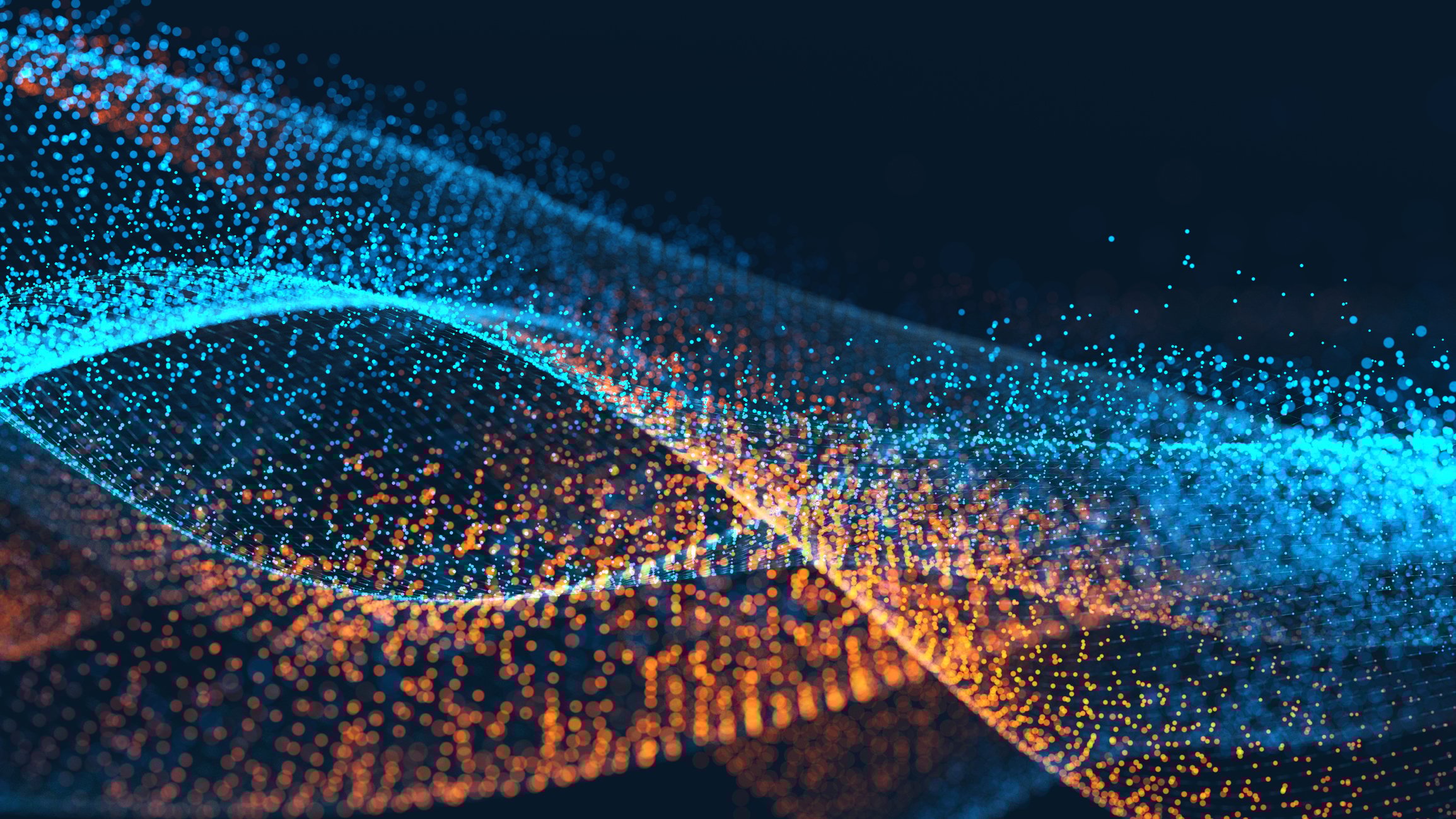 Abstract particle landscape on a dark background.