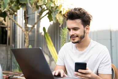 Investor checks cryptos outside