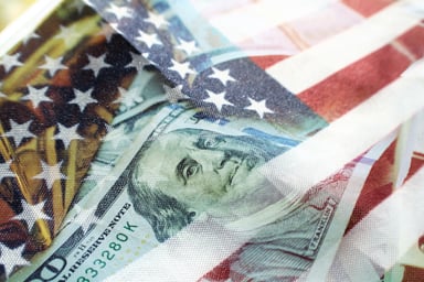Cash and an American flag.