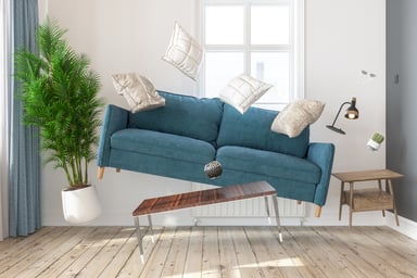 Furniture falling in a living room