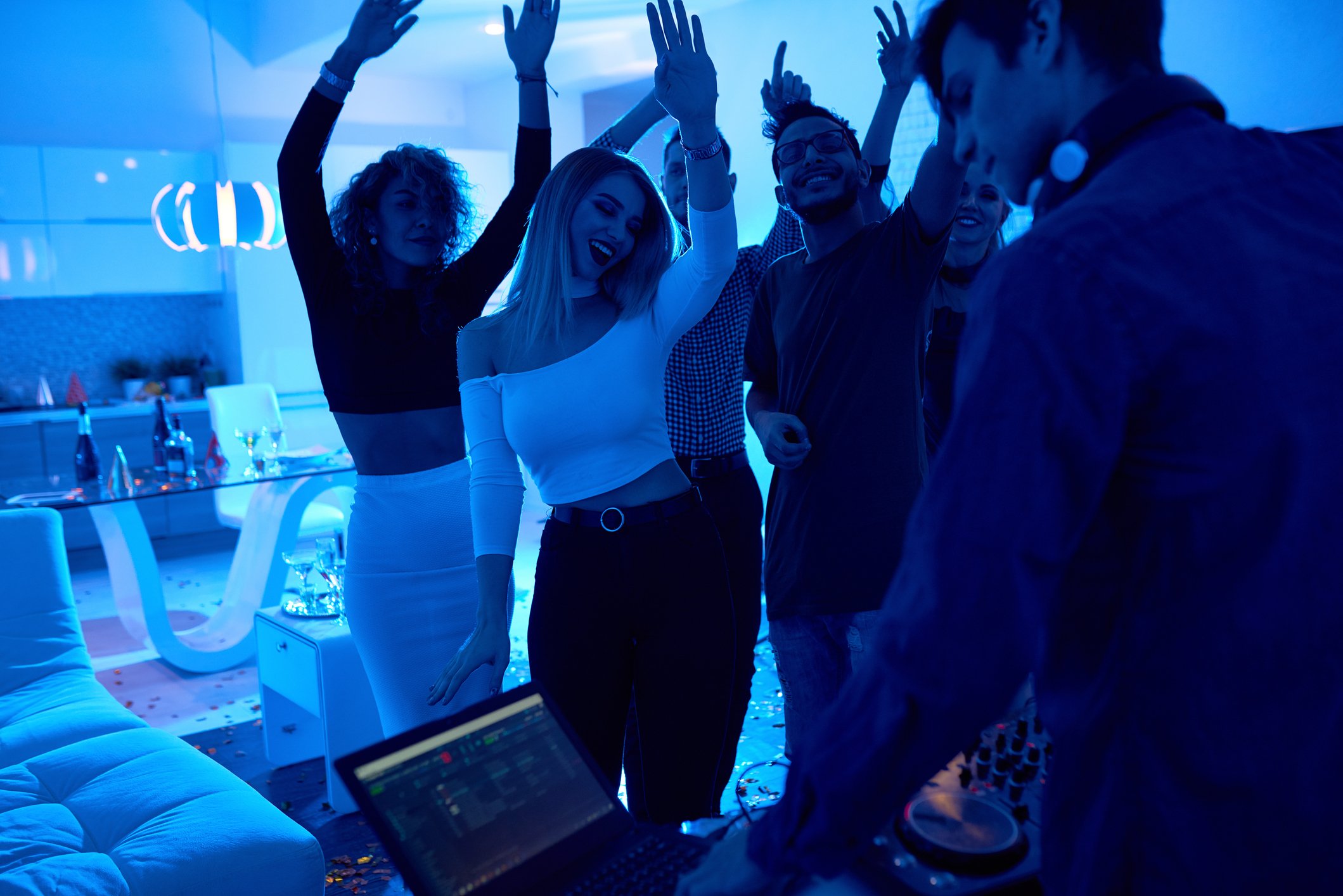 Friends having a house party.