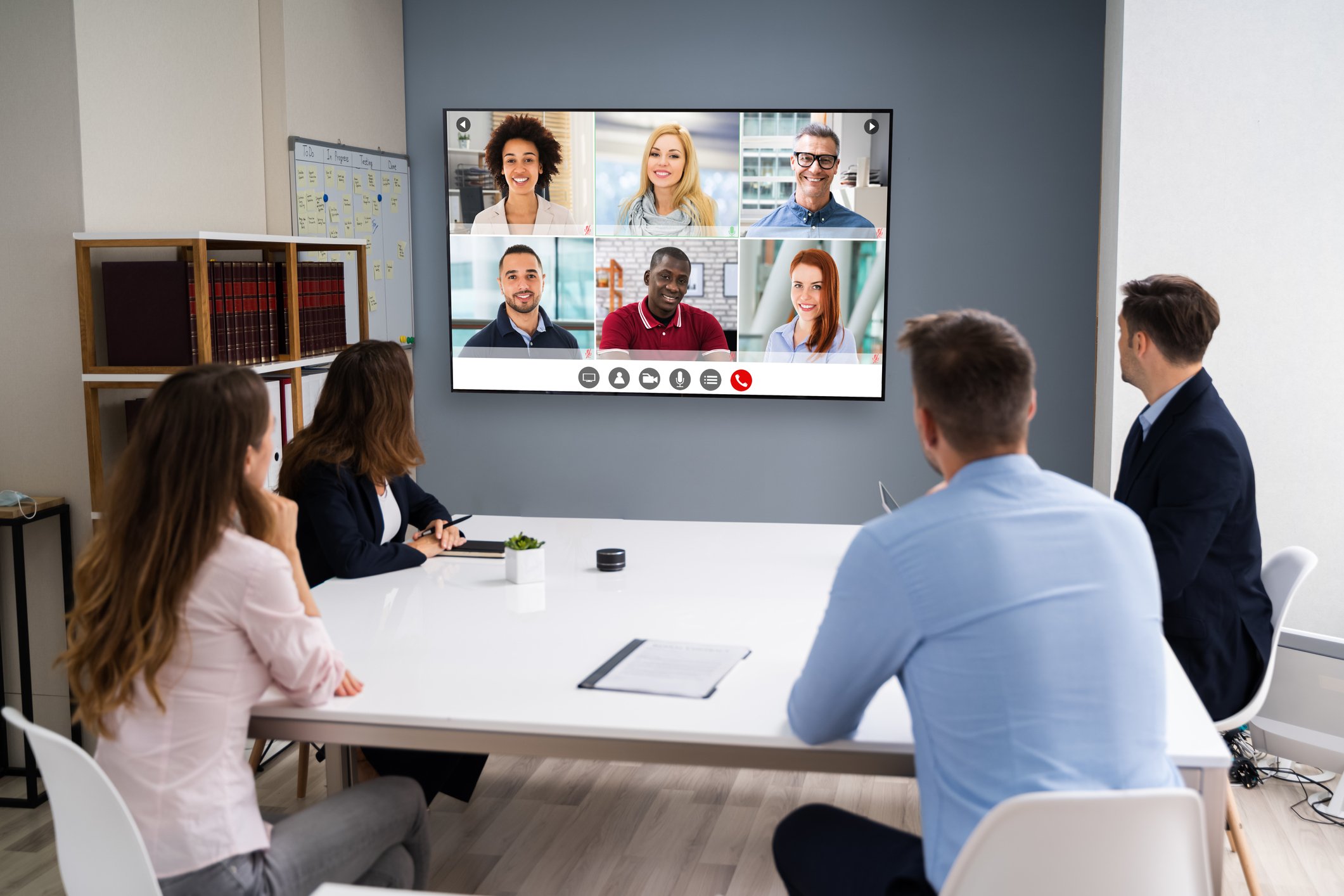 Online business meeting between colleagues using videoconferencing