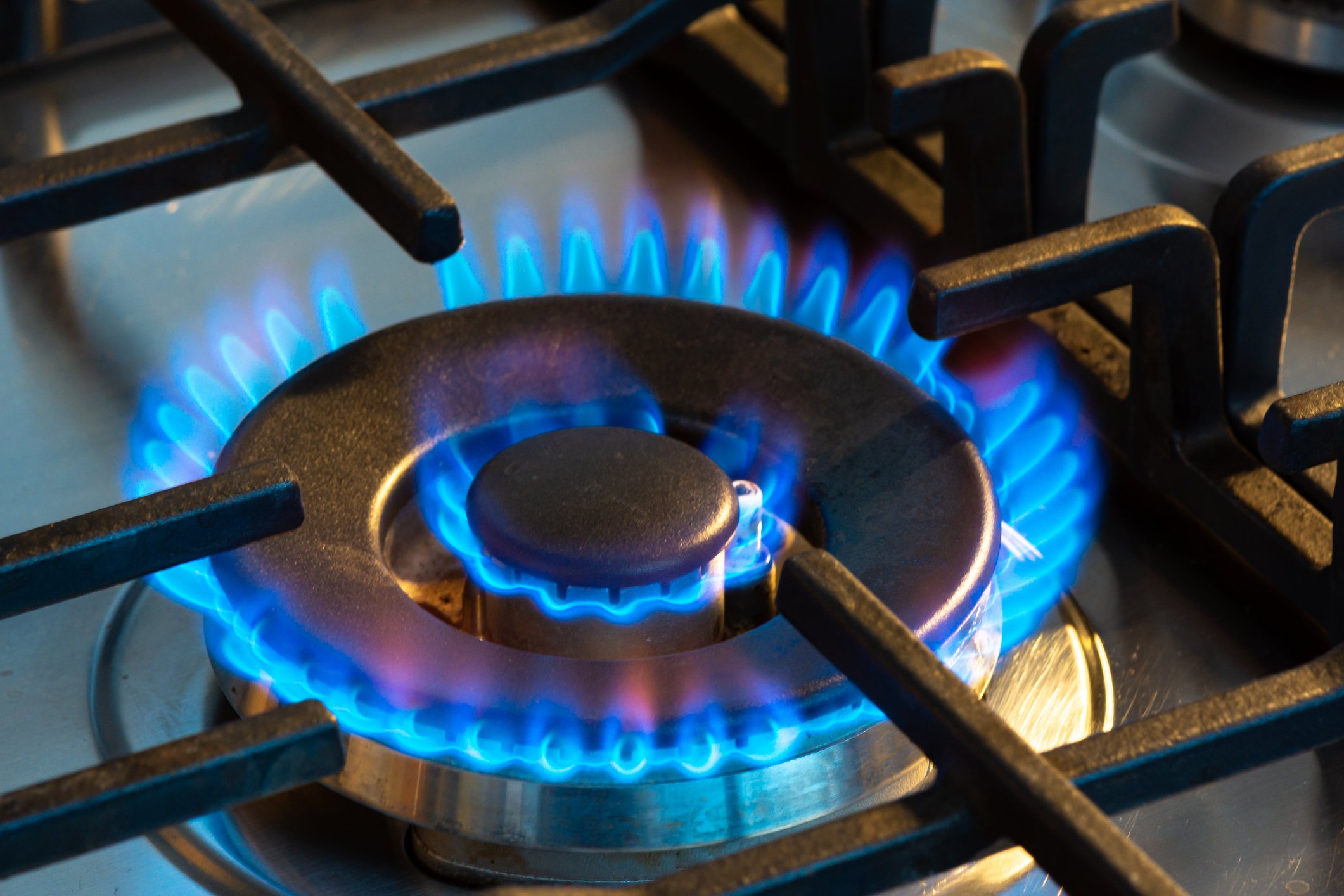 Gas burner on a stove.