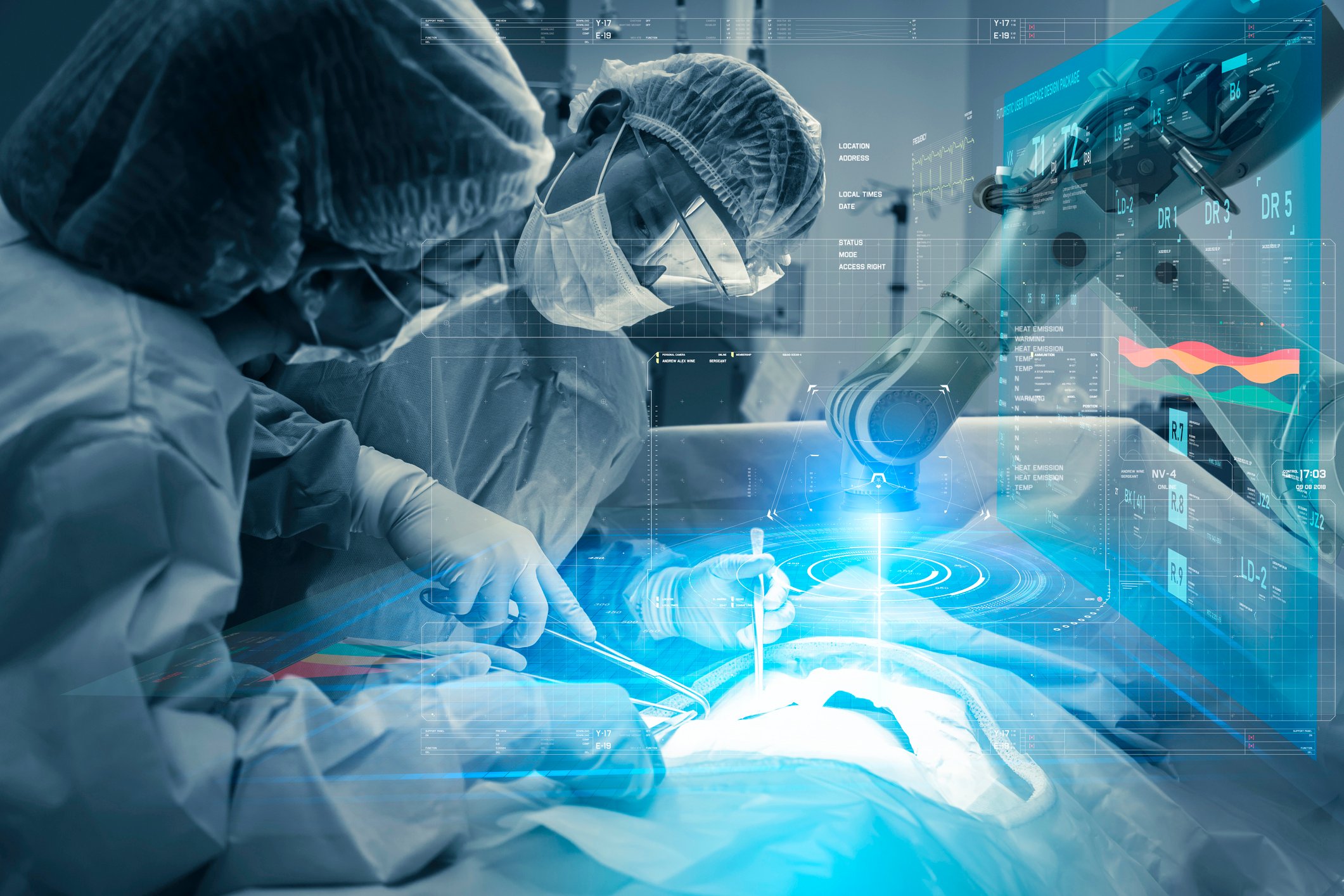 Surgeons perform robotic assisted surgery