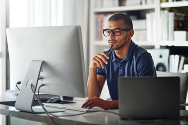 Investor studying