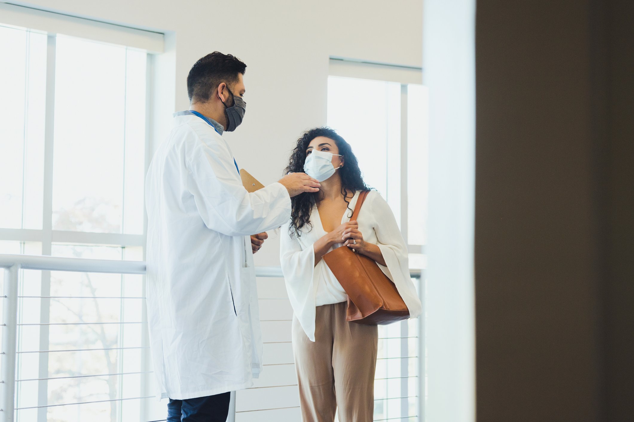 A doctor talks to a patient.