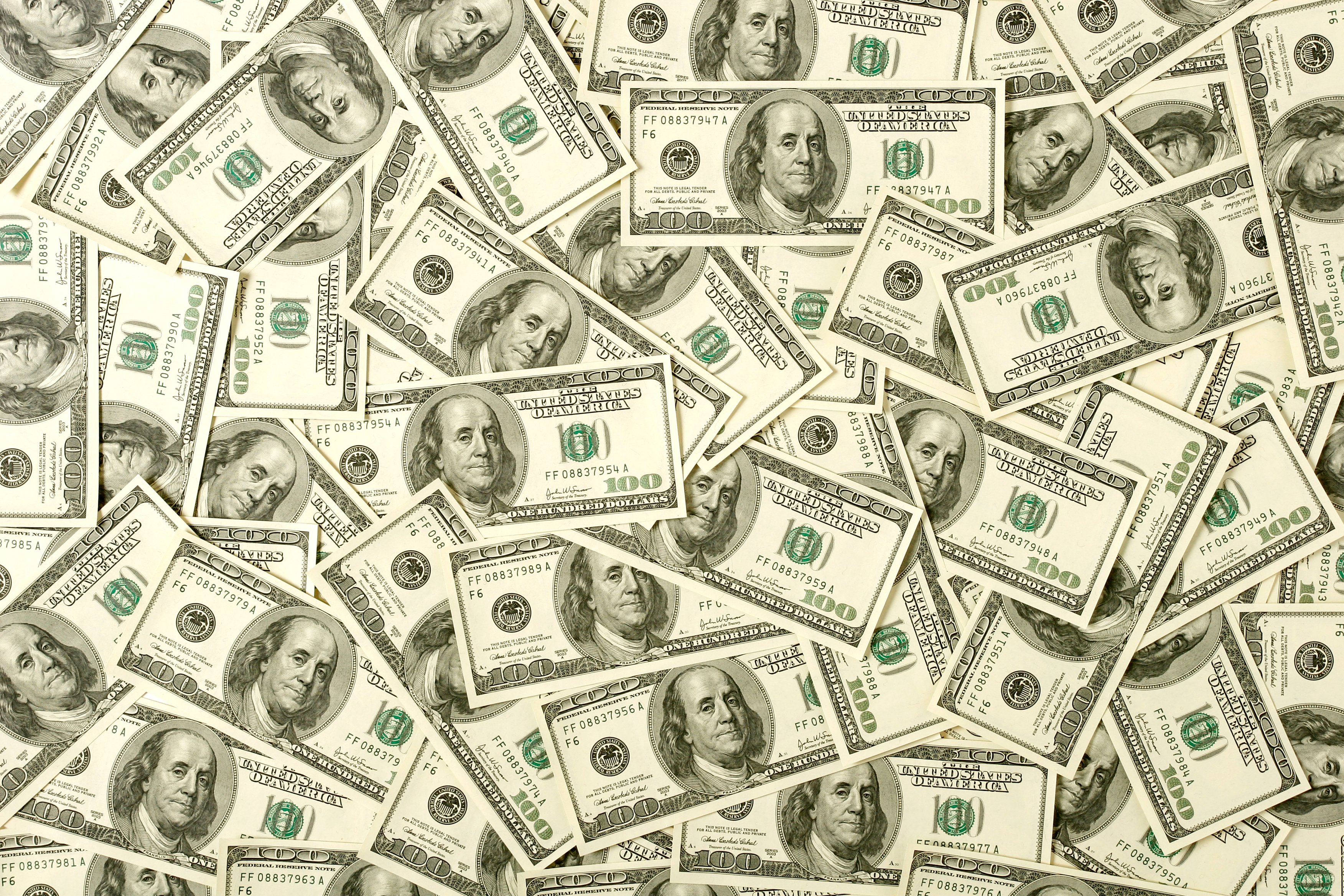 A pile of hundred-dollar bills.