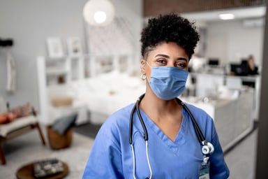 Healthcare worker wearing a mask