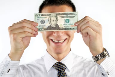 Business person holding money