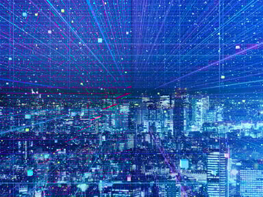 technology - data grid over a city