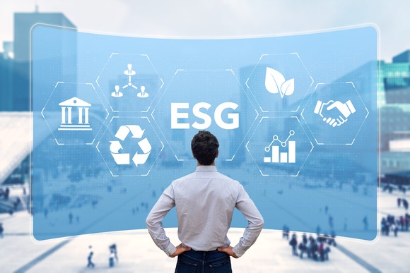 Person looking at a ESG diagram.