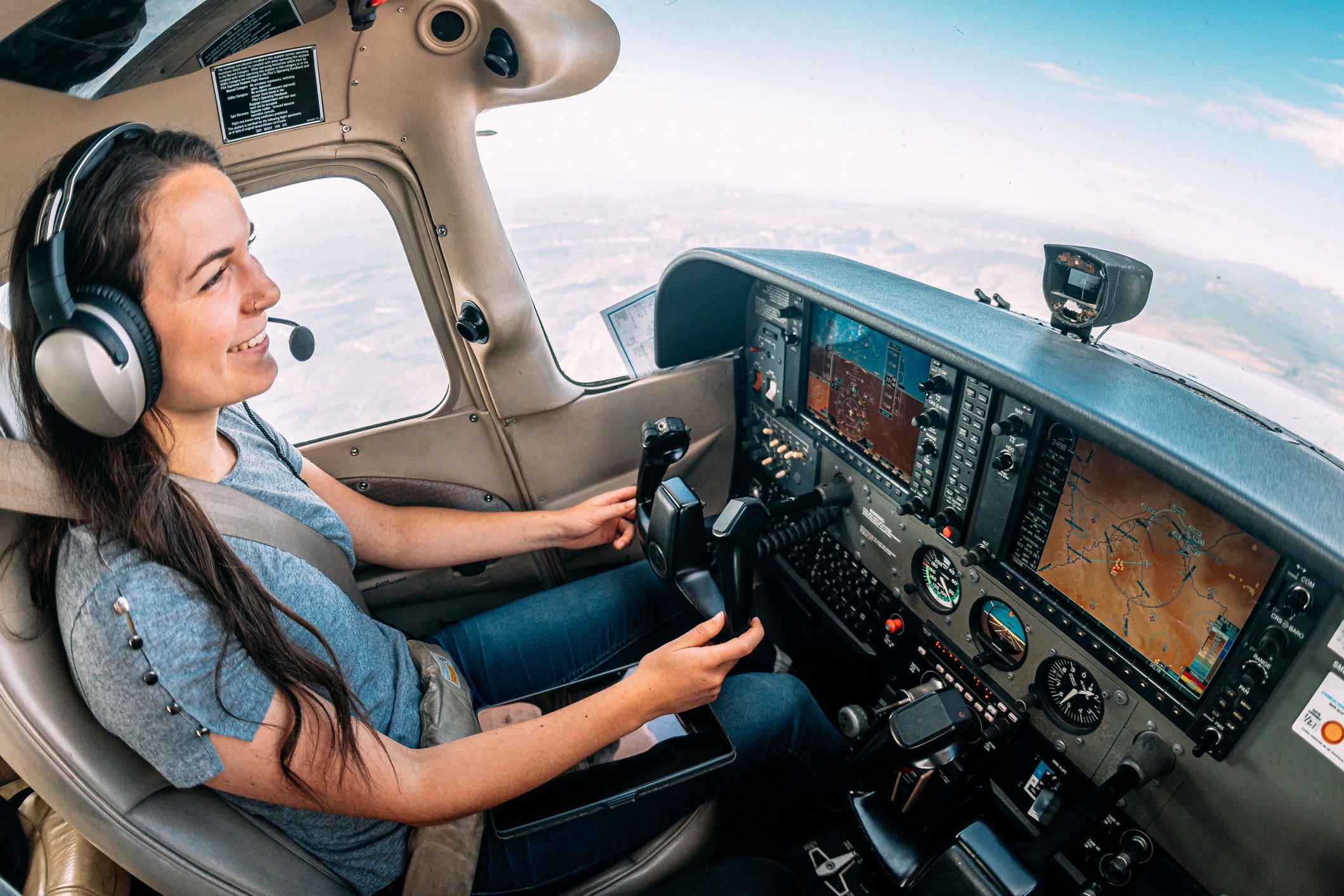 pilot flying a small aircraft.