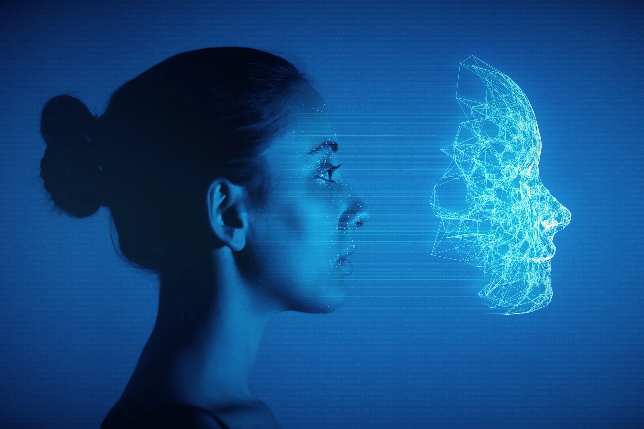 A person's face being scanned digitally.