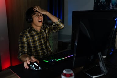 Person complaining after losing a game. 