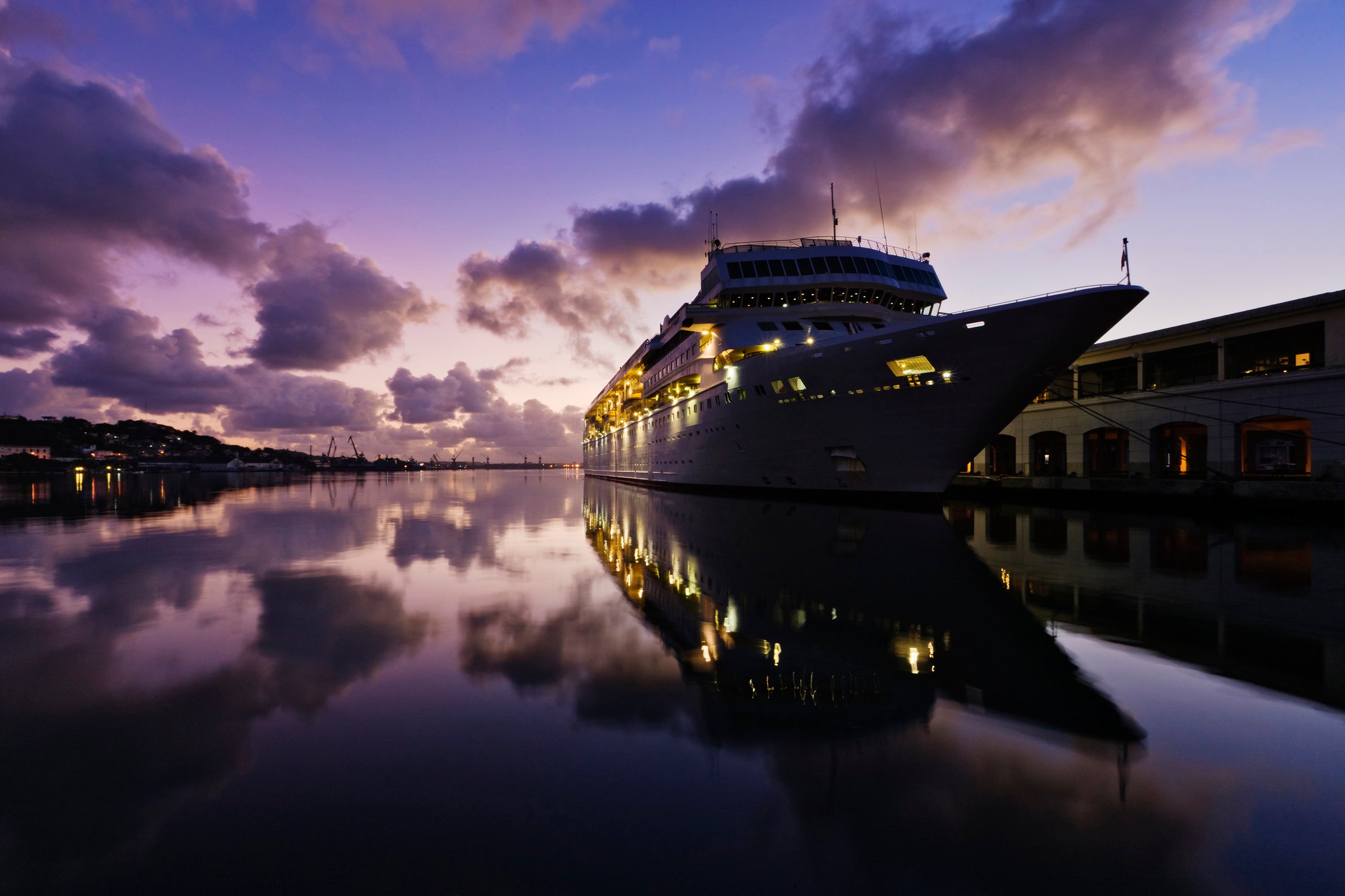 Cruise ship at night.