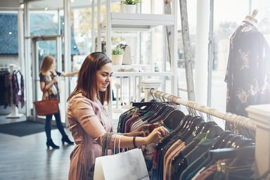 Customers shop at an apparel store