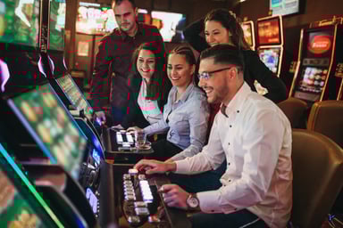 Tourists gambling in a casino