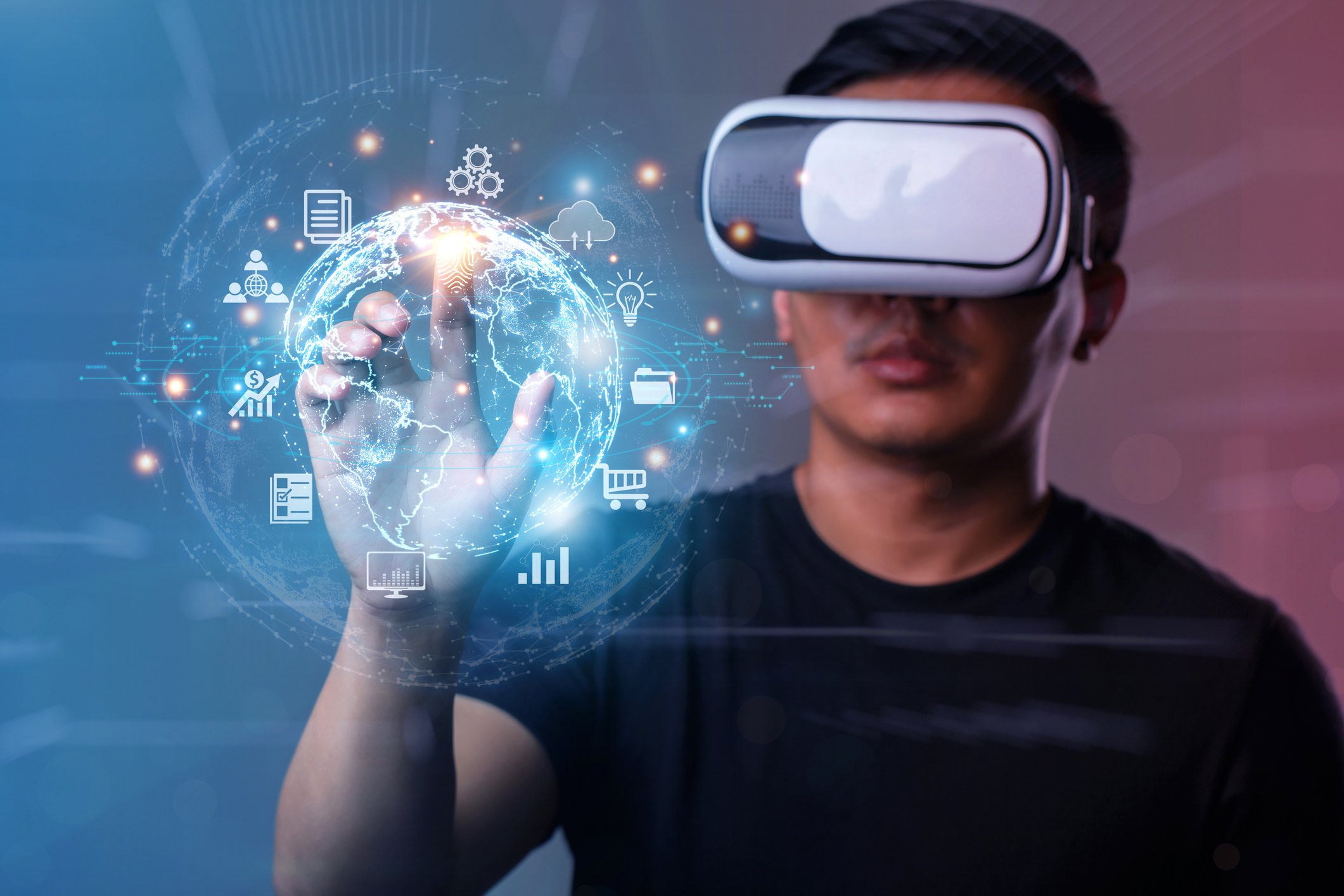 Person interacting with AR