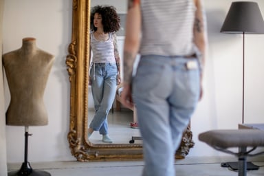 woman-jeans-mirror