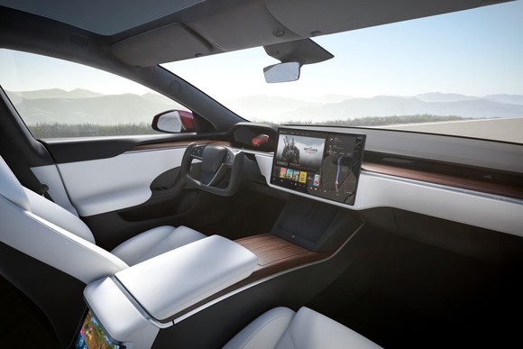 interior view of Tesla Model S. 