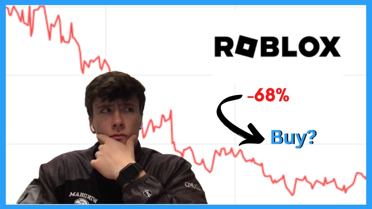 Person looking at the Roblox stock logo, wondering.